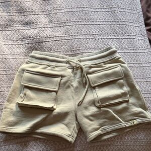 Women's Cargo Sweat Shorts in Cream - hidden cult